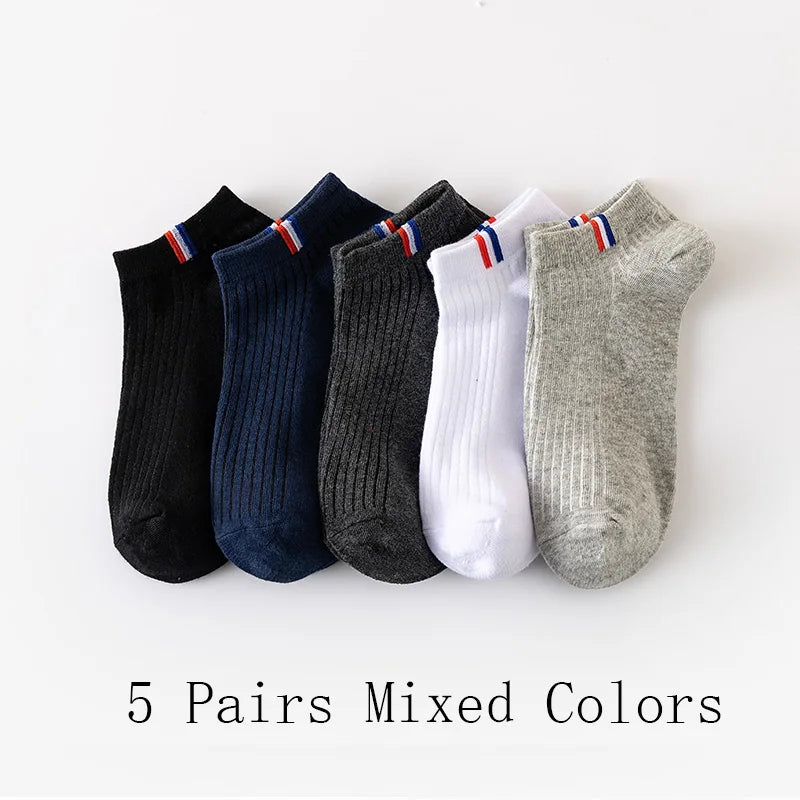 NONECN 5 Pairs Breathable Sweat Absorbing Mens Boat Socks