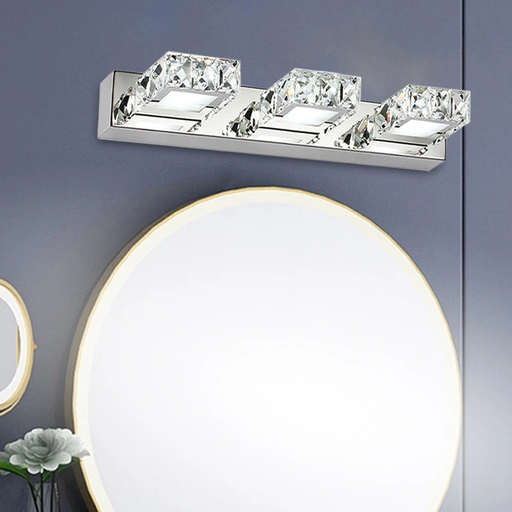 Bymaocar K9 Crystal LED Vanity Mirror Light Fixture 3-Head