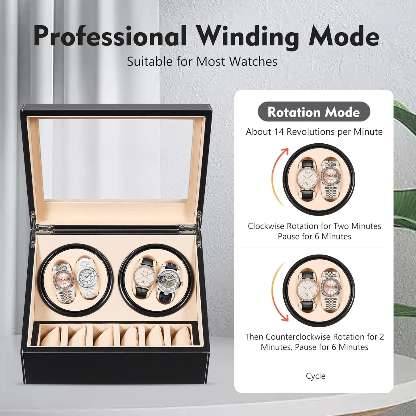 Hign-concerned Automatic Watch Winder Display Box 4 6