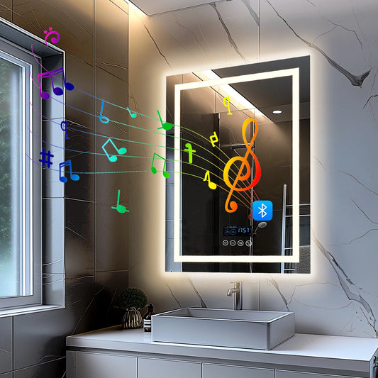 Wisfor LED Mirror With Bluetooth Speaker Anti Fog Dimming