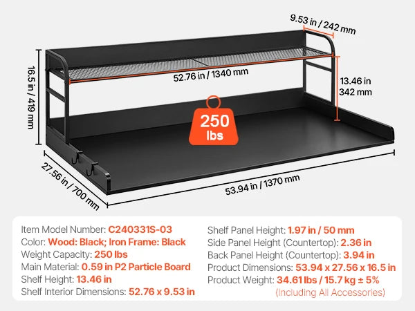 SucceBuy Washer Dryer Countertop Shelf With Drawer For Laundry