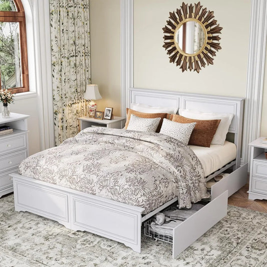 DAFIFY Platform Bed Frame With Headboard And Storage Drawers