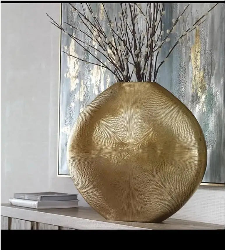Hign-concerned Metal Vase Sunburst Modern Decor Home Accent