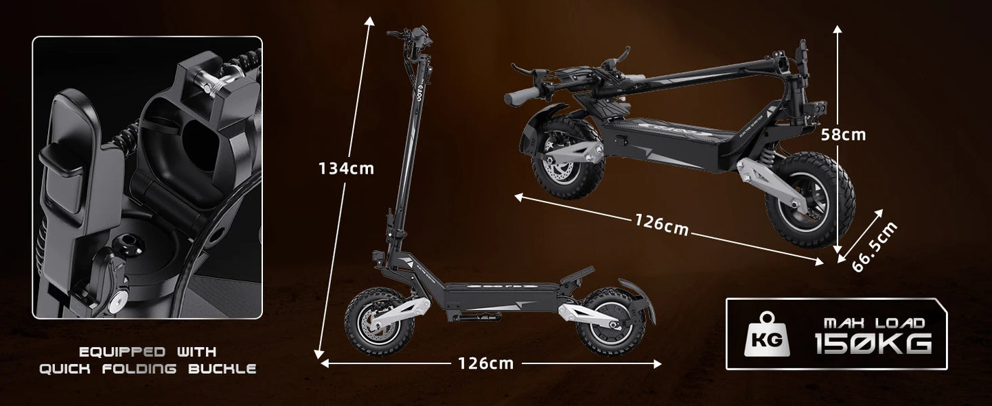 OOTD T10 900W Electric Scooter 48V Battery Foldable Off Road