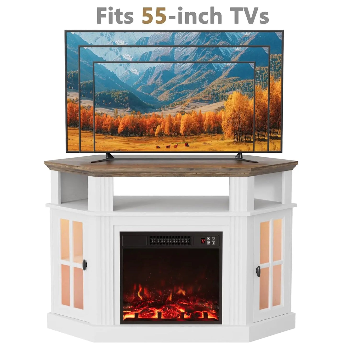 Modern Corner Fireplace TV Stand Entertainment Center With Electric Fireplace