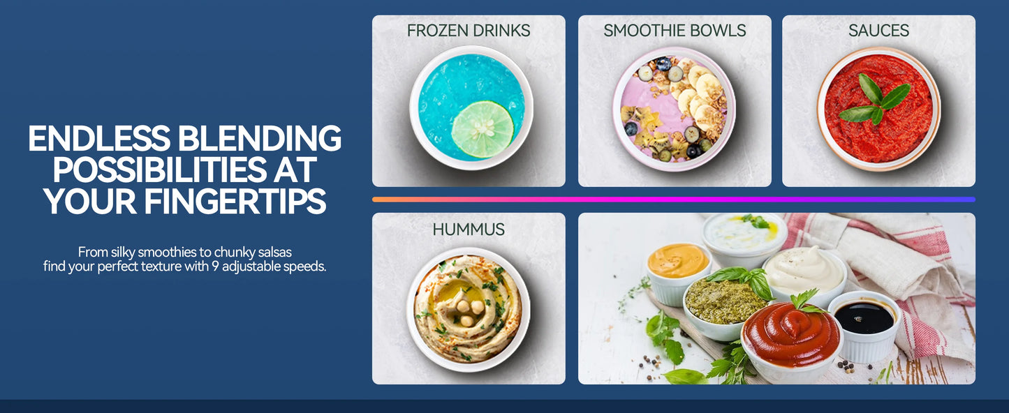 Astralship ASH01-B 1500W High Speed Countertop Blender 14 Presets Auto Clean