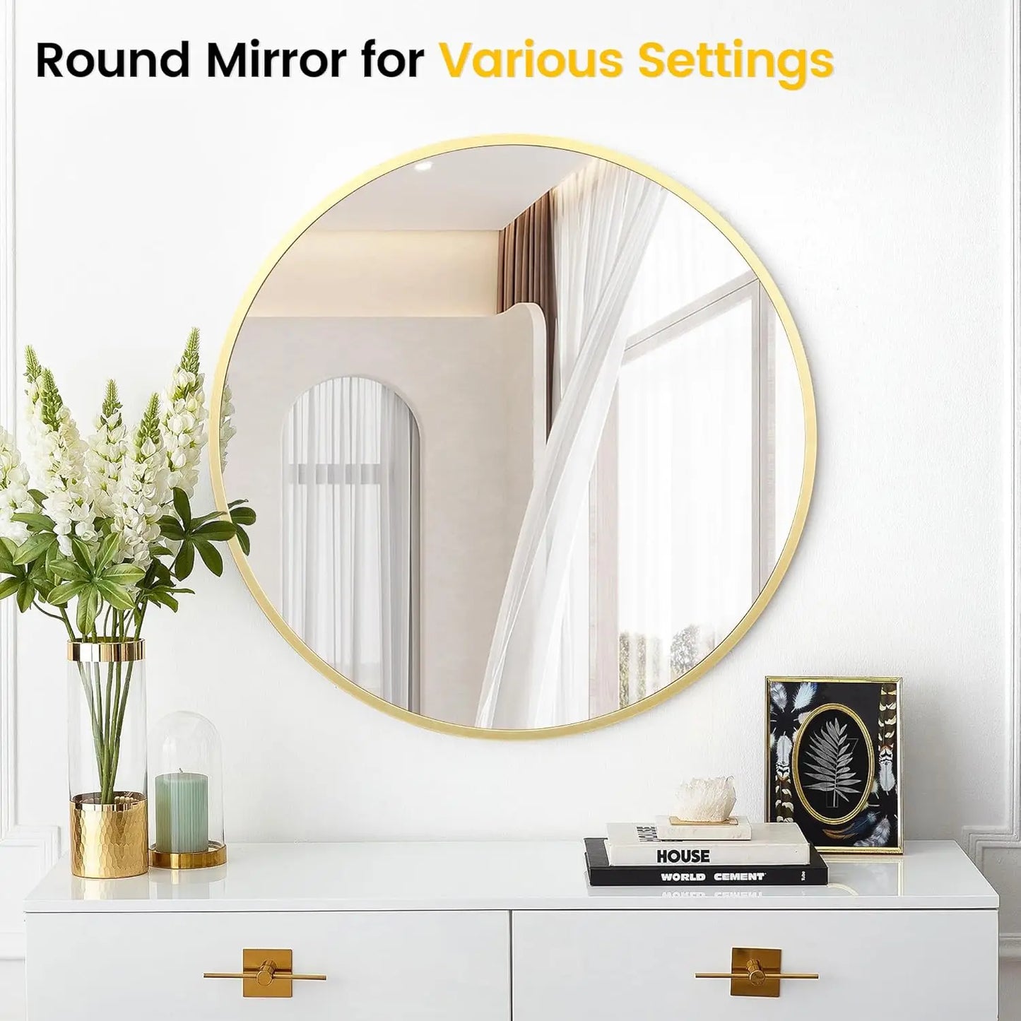 HobbyLane Extra Thick Round Aluminum Framed Wall Mirror