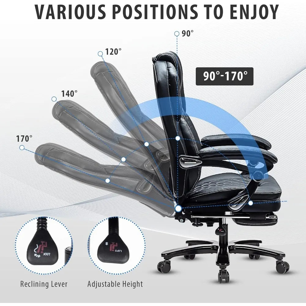 XUYUAN Big And Tall Ergonomic Office Chair With Footrest
