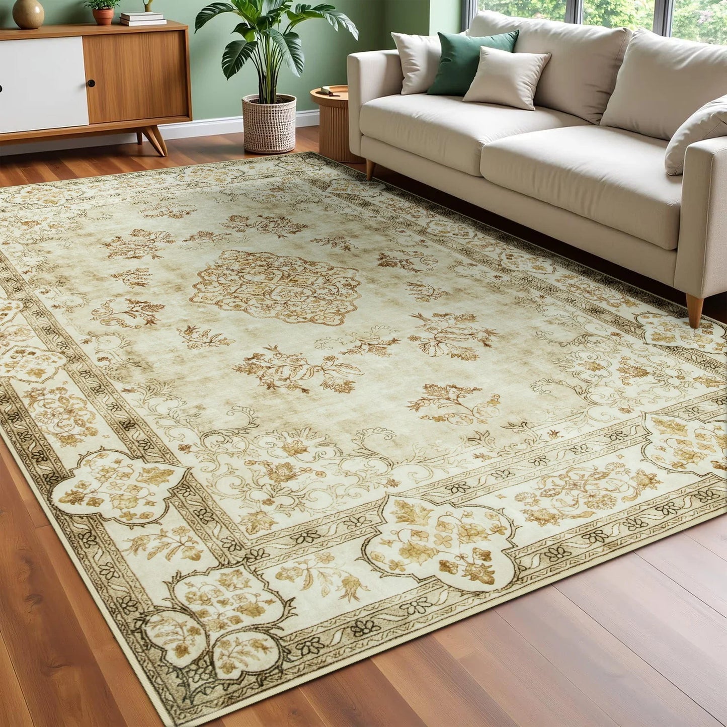 Noahas Living Room Floral Area Rugs Traditional Faux Wool