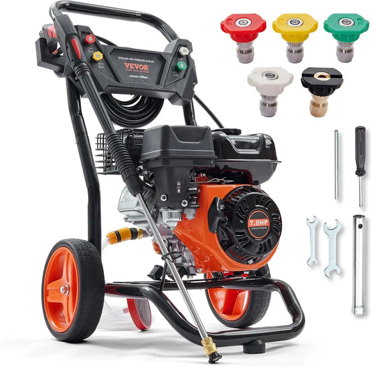 Gas Powered Pressure Washer 3400 PSI 2.6 GPM With Nozzles