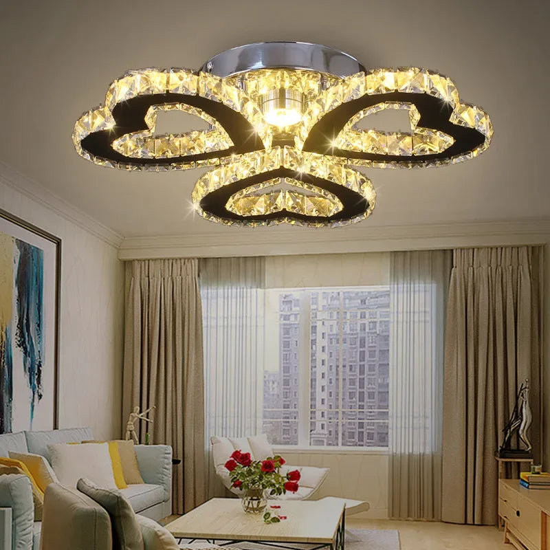 GreeLustr K9 Crystal Chandelier Three Ring Stainless Steel