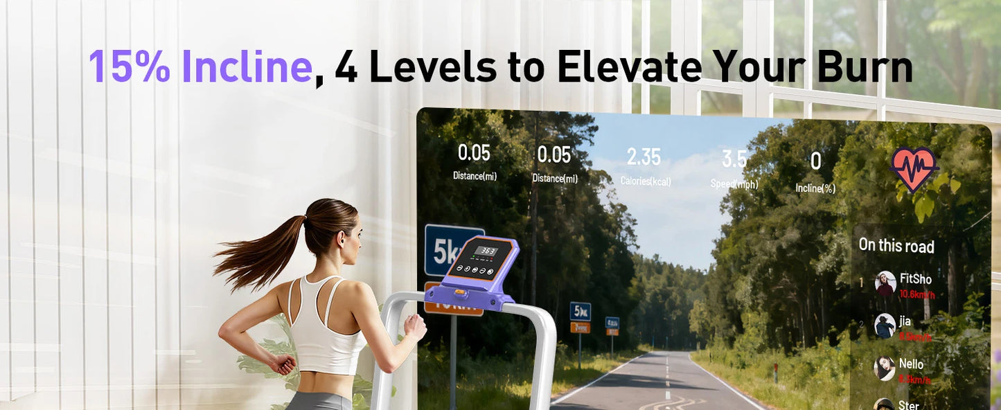 Folding Treadmill With Incline And RGB Lights Dual Screen