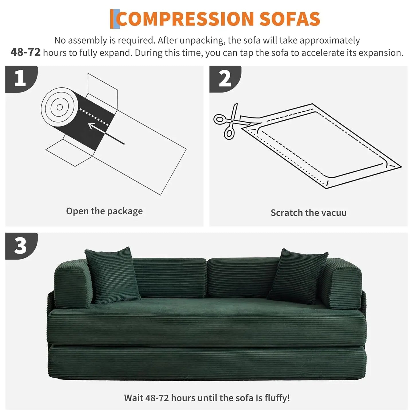 Corduroy Convertible Sleeper Sofa 5 In 1 Fixed Frame