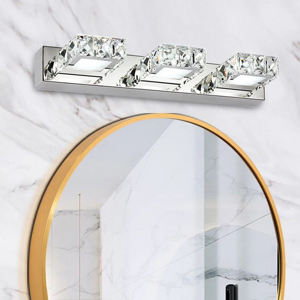 Bymaocar K9 Crystal LED Vanity Mirror Light Fixture 3-Head
