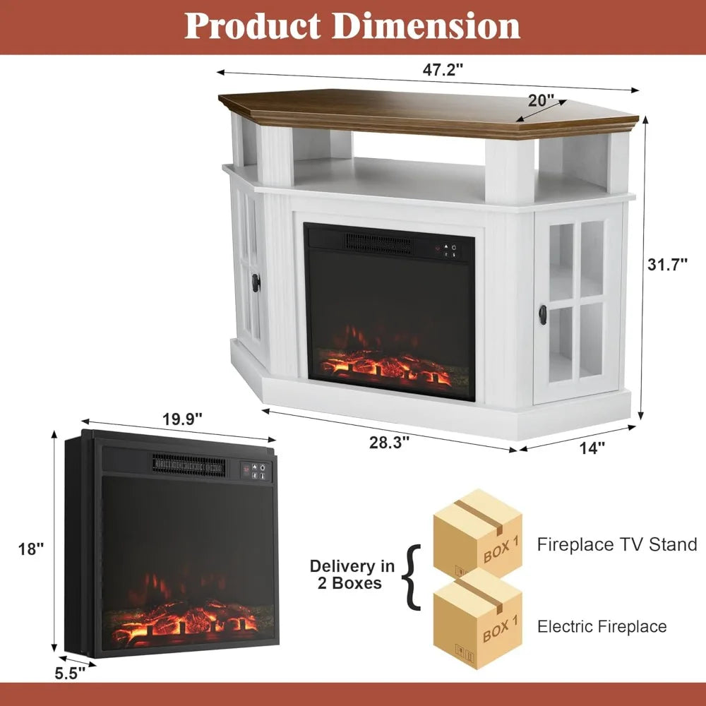 Fireplace Corner TV Stand With Electric Fireplace Modern Console