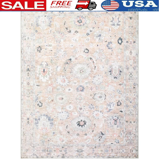 Fujian Ultra Soft Vintage Floral Area Rug Washable Low Pile