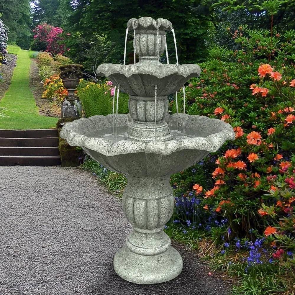 Watnature Birdbath Waterfall Fountain 3 Tier Pagoda Outdoor