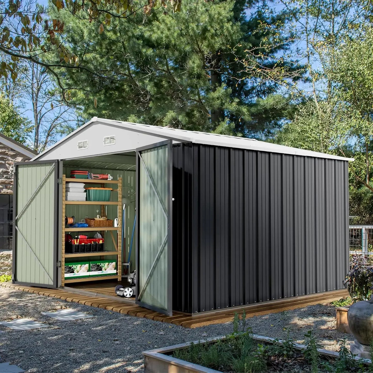 Plastic Outdoor Storage Shed for Garden Tools and Yard Organization