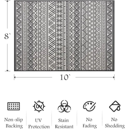 XMSJ Flatweave Outdoor Rug With Rubber Backing Non Slip