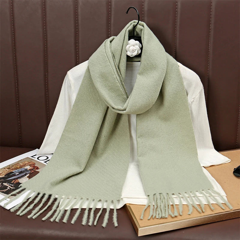 Runmeifacn Warm Cashmere Scarf For Women Solid Knit Wrap
