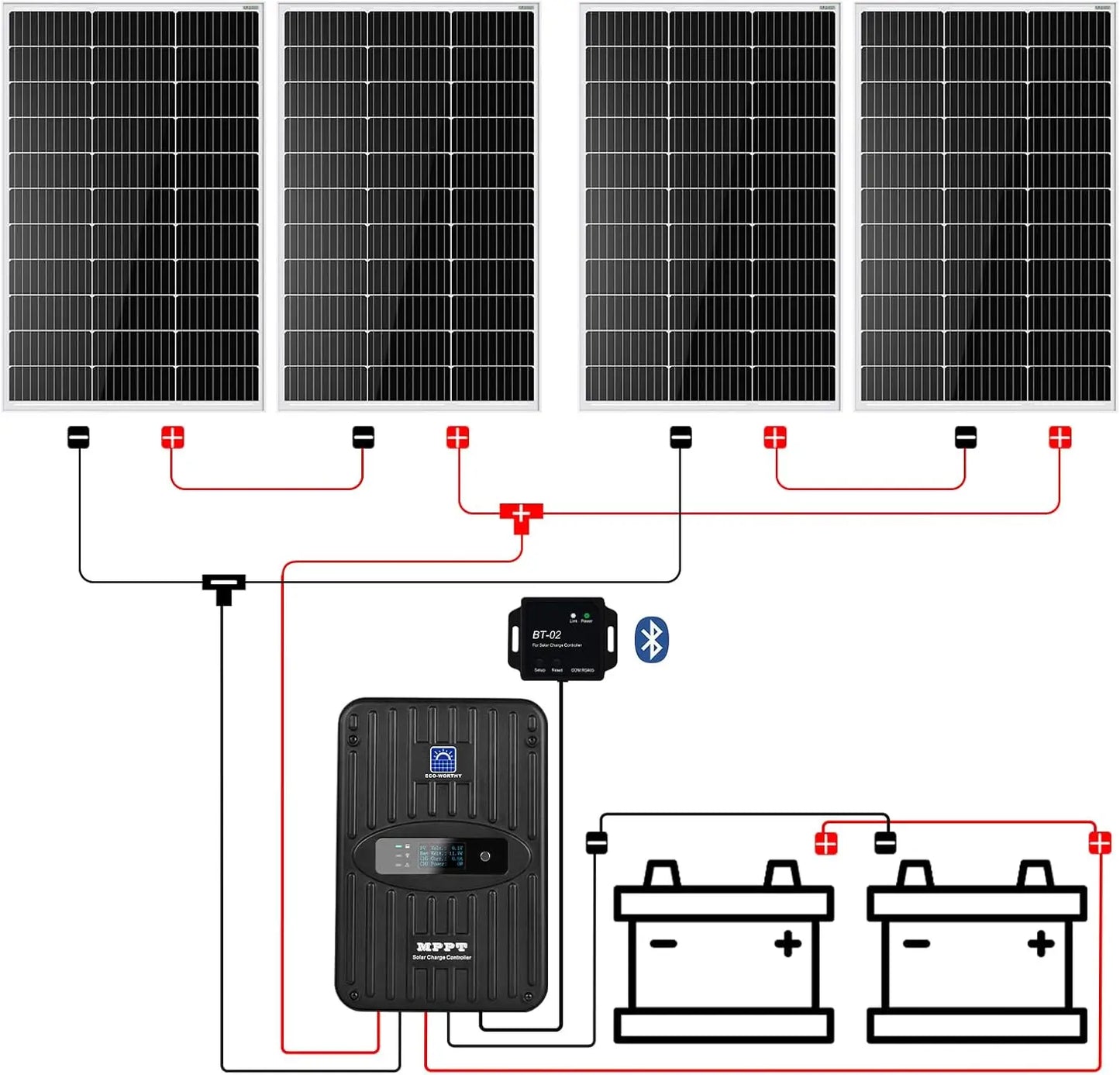 400W 12V Solar Panel Kit With MPPT Controller And Bluetooth