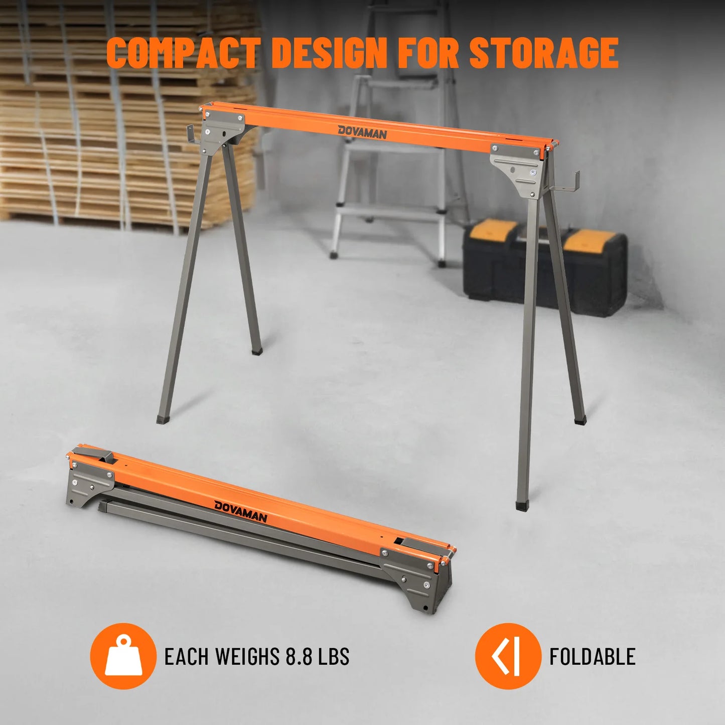 DOVAMAN Folding Saw Horse Two Pack With Quick Release Legs