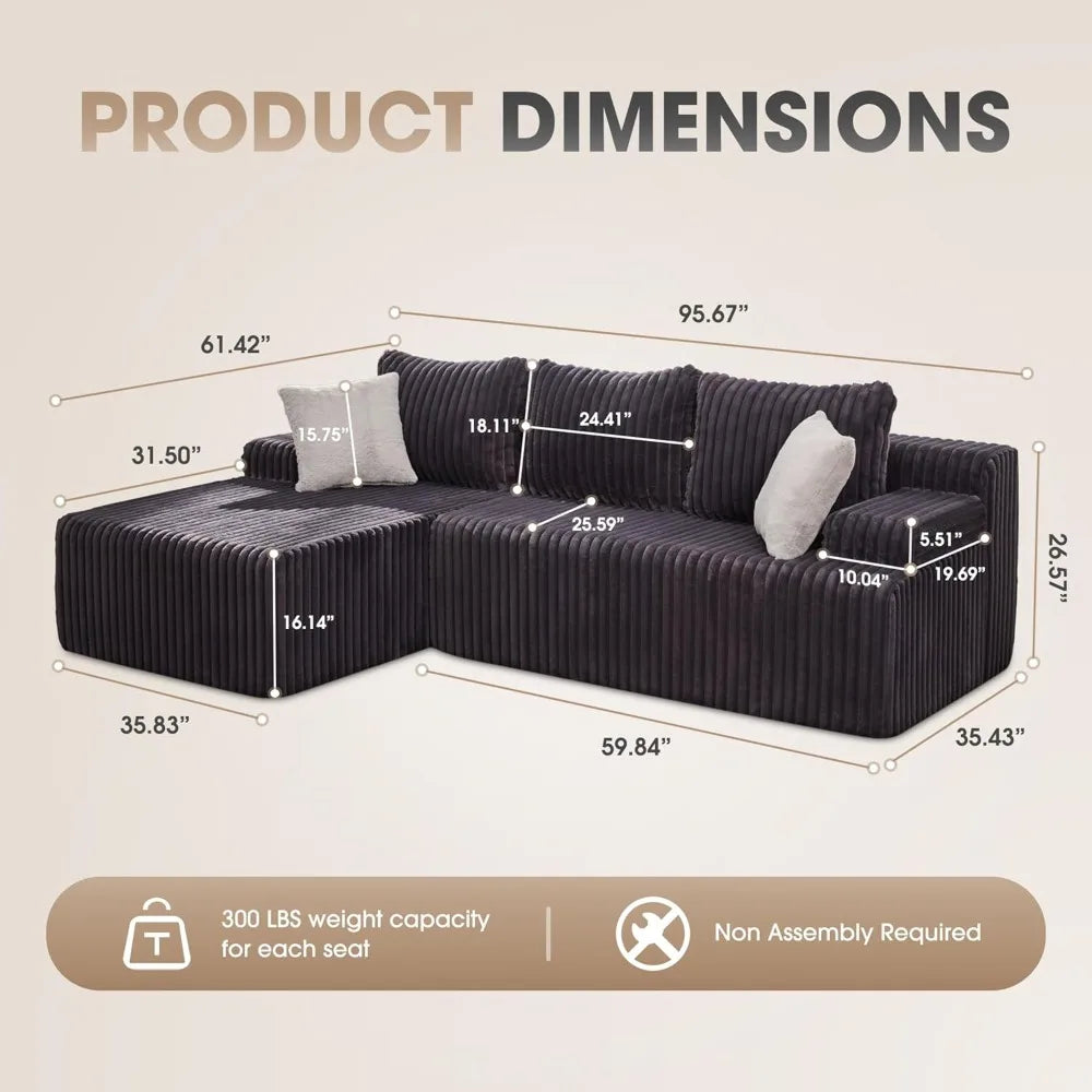 ANGDUO Modular L Shaped Sectional Sofa Memory Foam