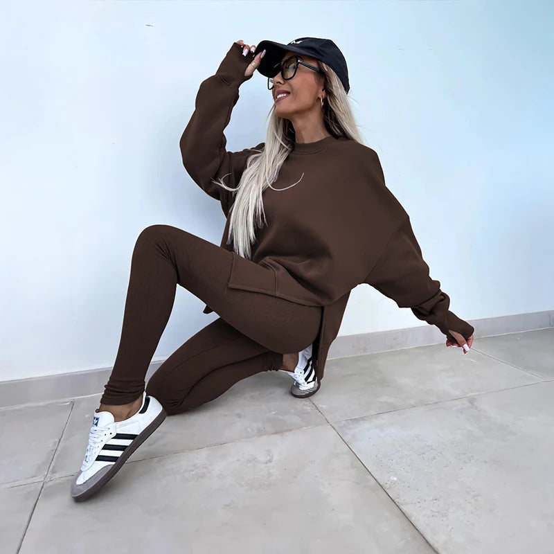 SCACTOCN Womens Spring Sports Hoodie Set Two Piece Yoga