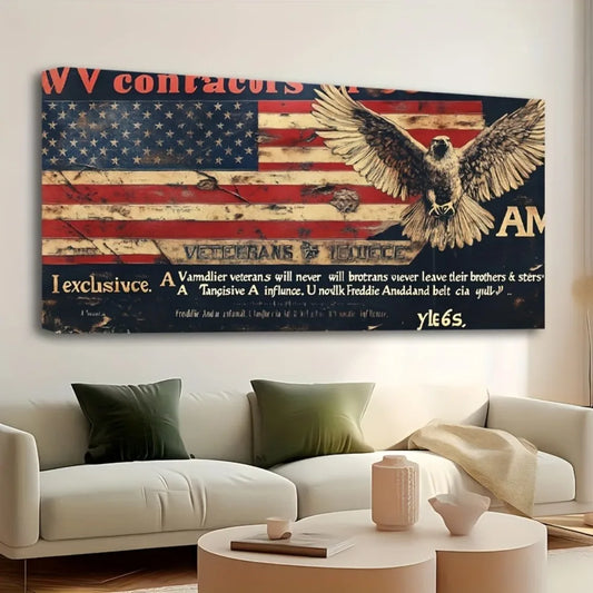 Hign-Concerned Patriotic Pine Frame American Flag Wall Decor