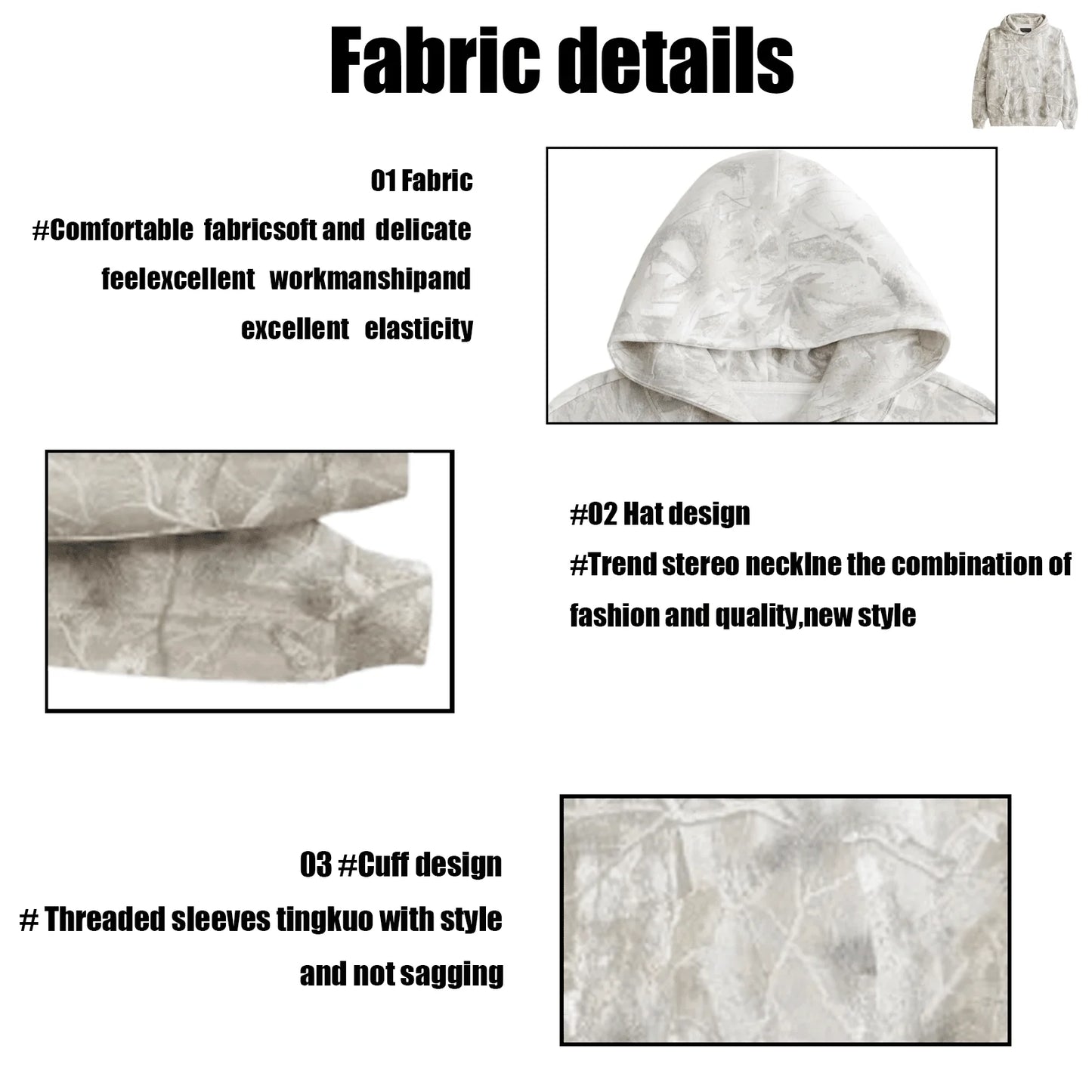 Womens Camo Maple Leaf Print Hooded Polyester Sweatshirt