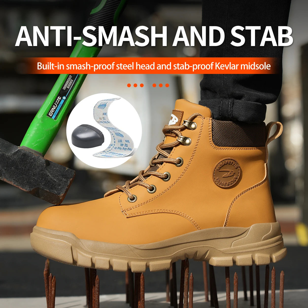 Department Name High Top PU Safety Shoes Anti Puncture Breathable