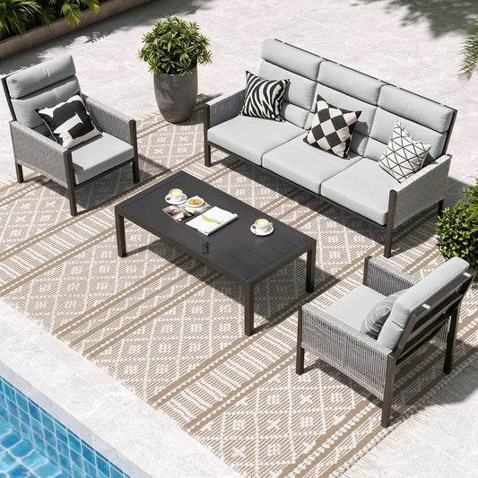 Angduo Aluminum Outdoor Furniture Set High Back Sectional