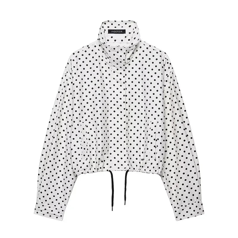 Klkxmyt Polka Dot Short Coats For Women Elegant Office Outerwear