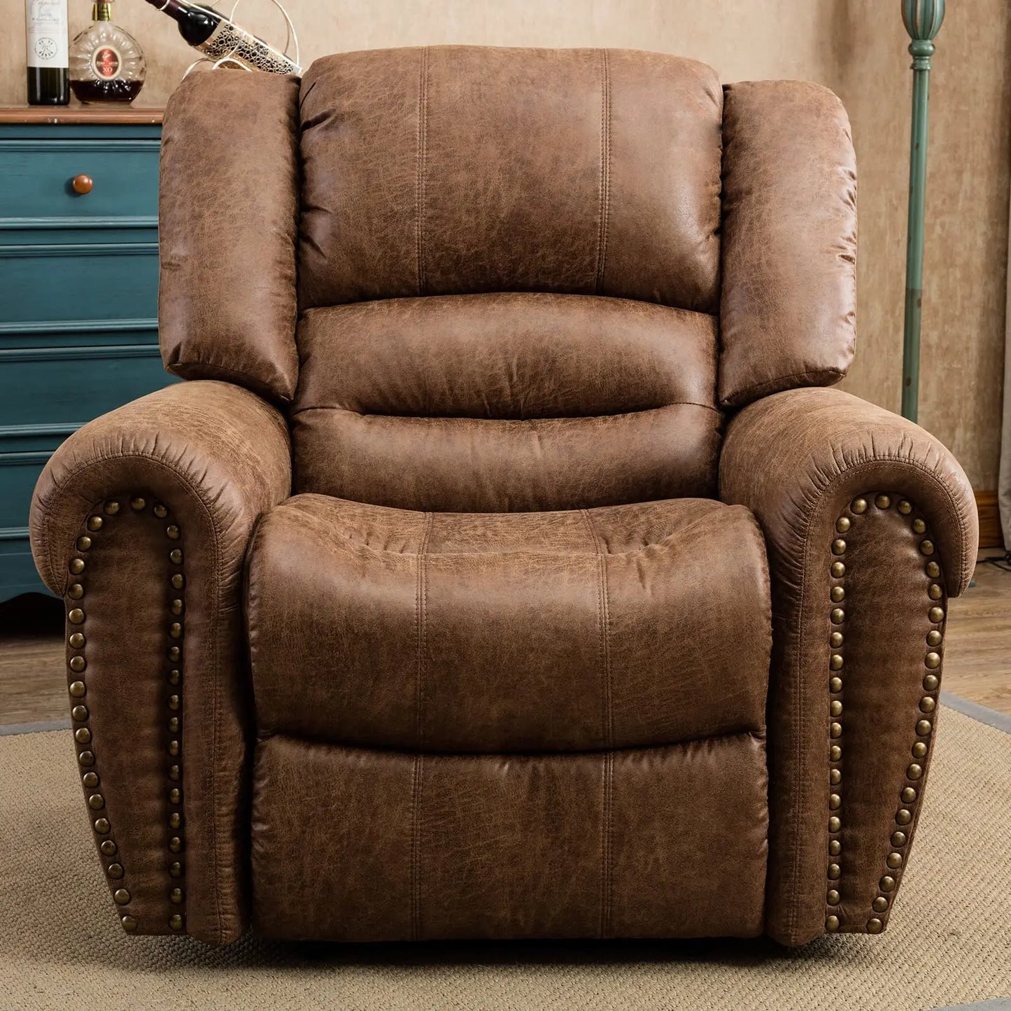 EBELLOCN Faux Leather Manual Recliner Chair For Living Room