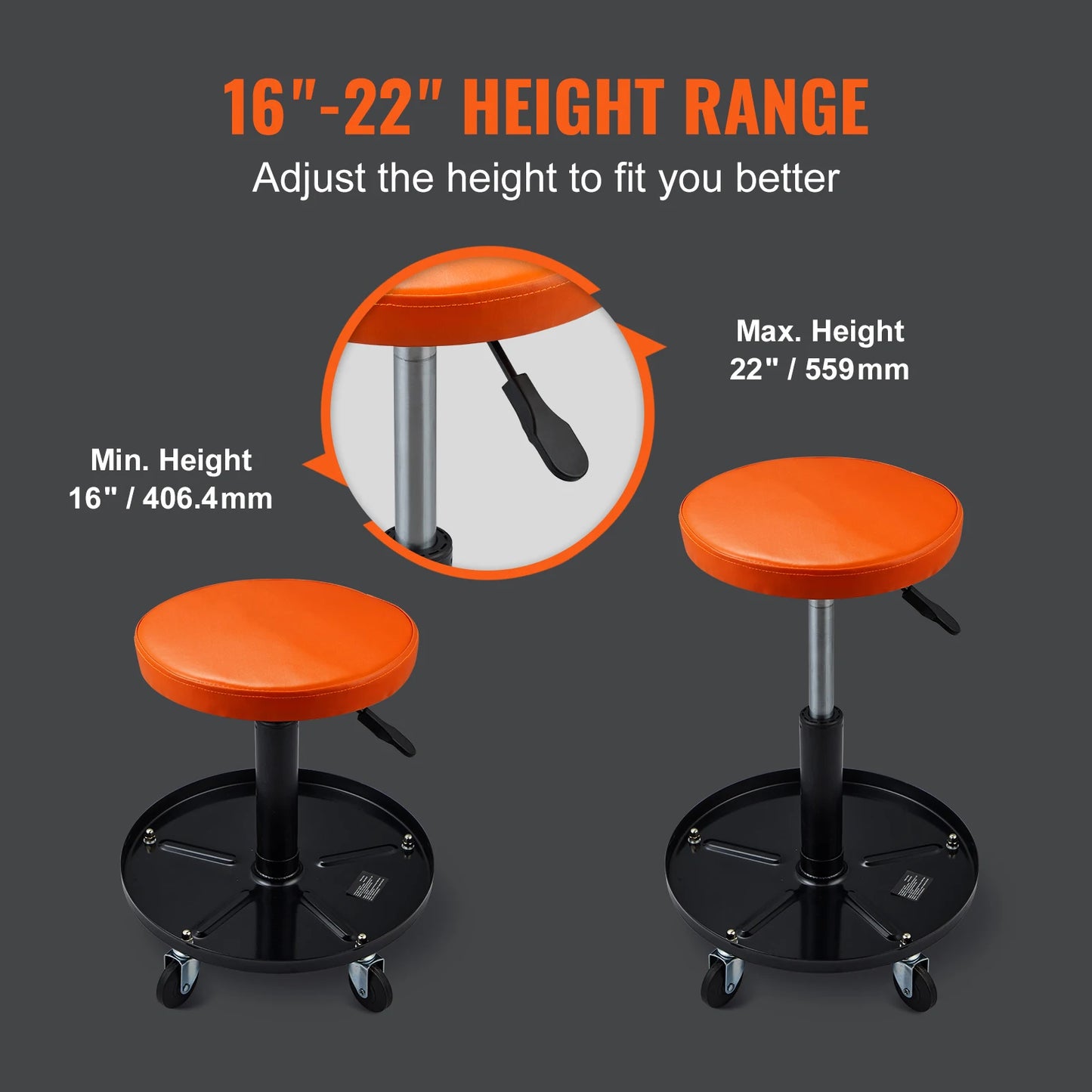 SucceBuy Rolling Pneumatic Mechanic Stool for Garage Shop 250 Lb