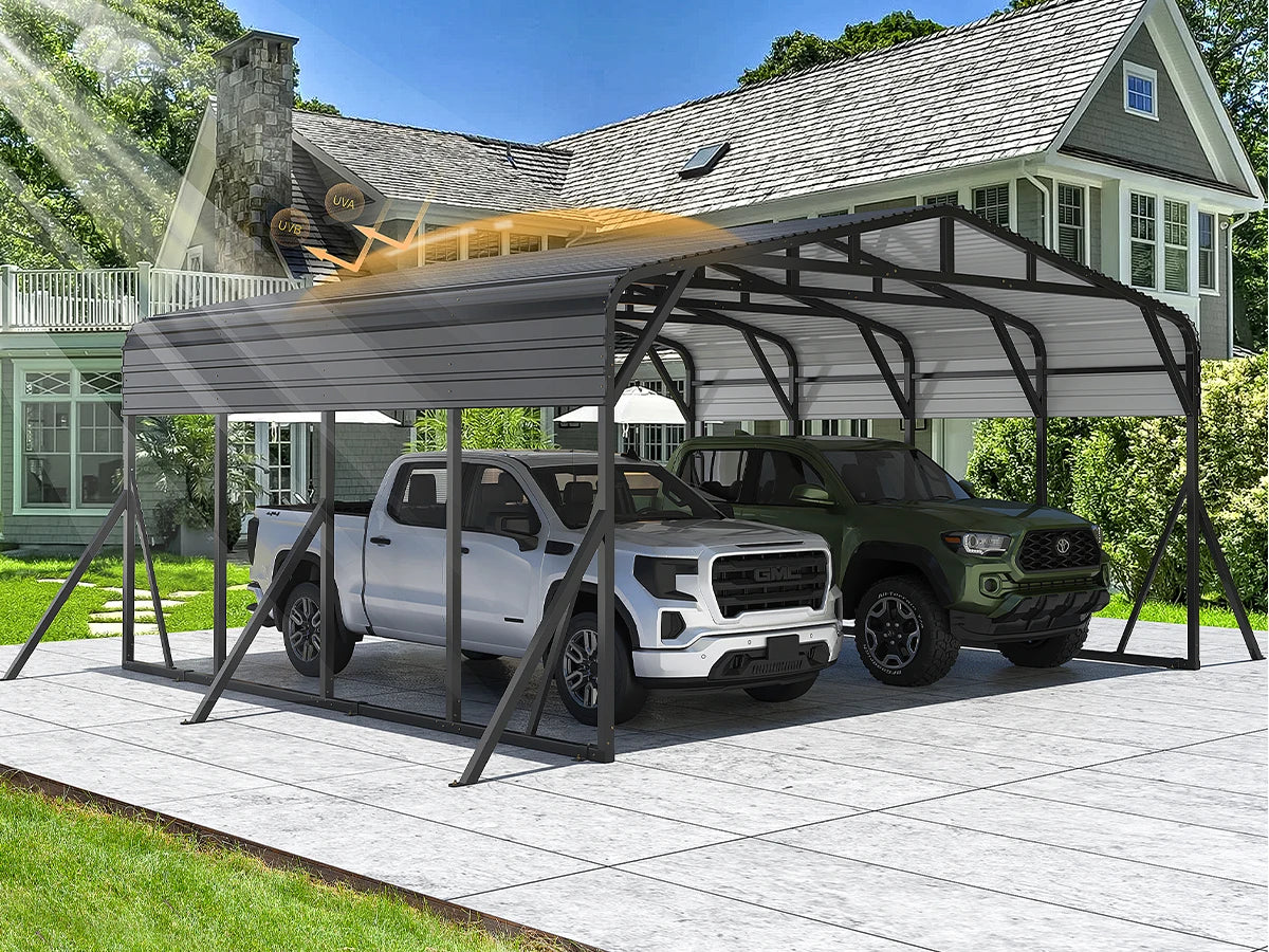 Polar Aurora Metal Carport Shelter Heavy Duty Galvanized Steel
