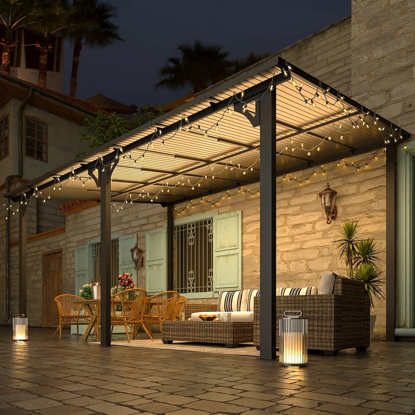 Heavy Duty Aluminum Gazebo For Patio Hard Top Outdoor Shade