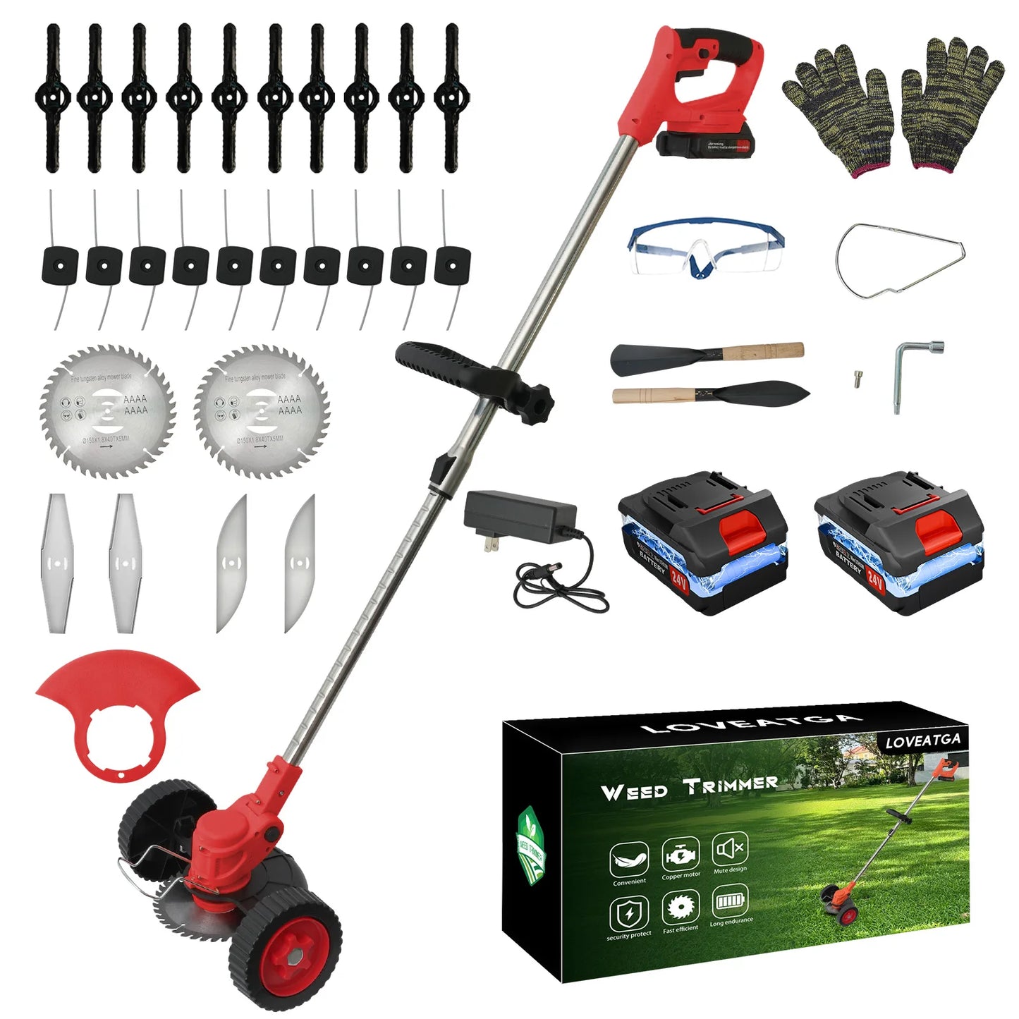 21V Cordless Grass Trimmer 3 In 1 Edger Brush Cutter
