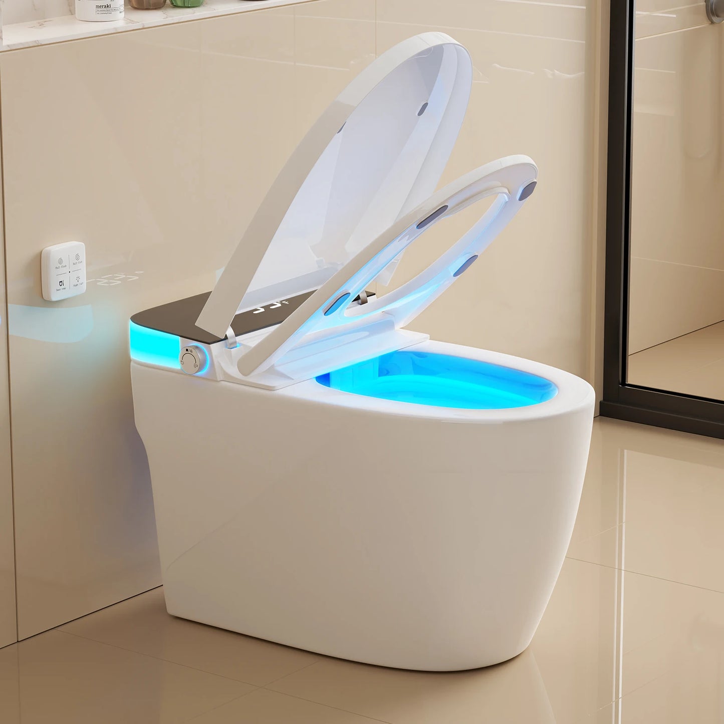Smart Heated Bidet Toilet Seat Temperature Display Night Light Remote
