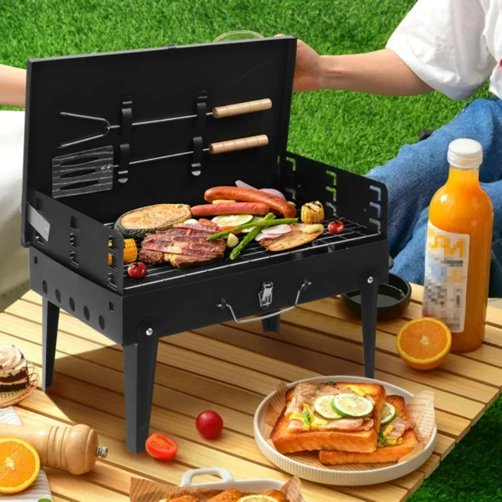 Portable Charcoal Grill Foldable BBQ Kit for Outdoor Camping Tabletop