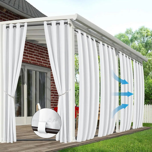 XMSJ Outdoor Curtains Patio Weatherproof Privacy Windproof