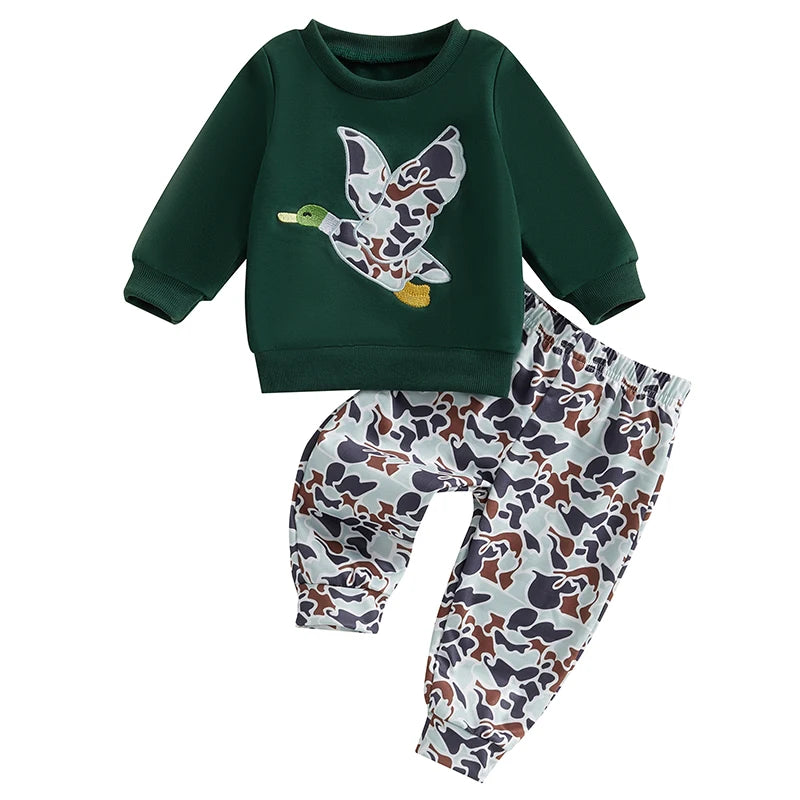 Pudcoco Toddler Winter Fleece Bear Print Hoodie Set