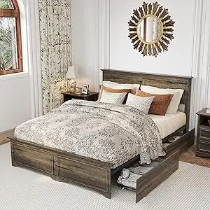 DAFIFY Platform Bed Frame With Headboard And Storage Drawers