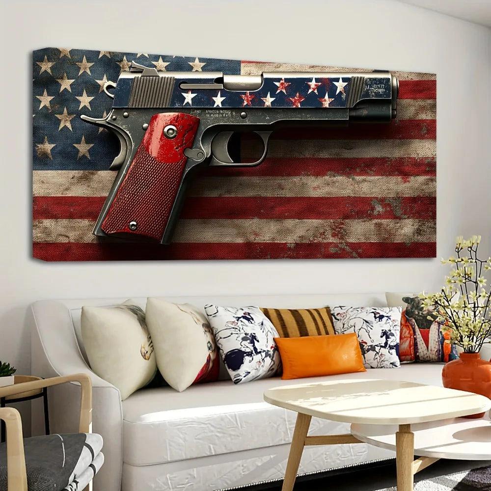 Hign-concerned American Flag Canvas Wall Art Mural Decor