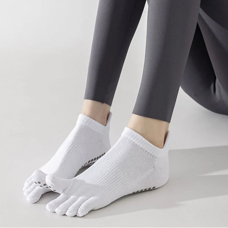 NONECN Full Toe Yoga Socks For Women Cotton Silicone Grip