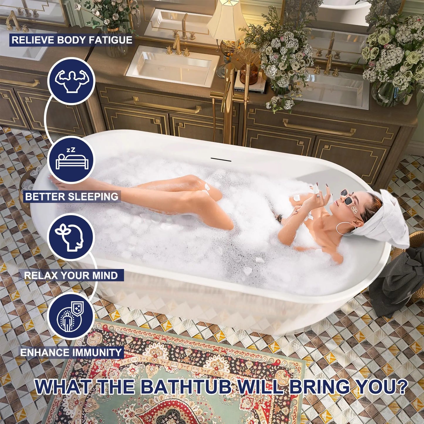 Sh.Kl Acrylic Freestanding Bathtub Soaking CUPC Certified