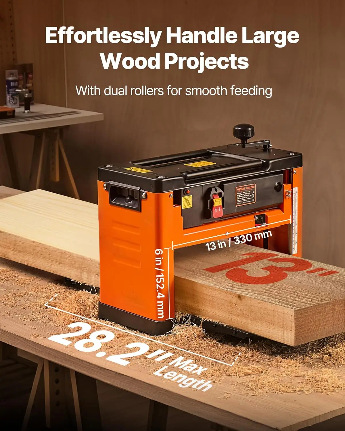 XMSJ Thickness Planer Benchtop Power Tool Dual Rollers 23500RPM