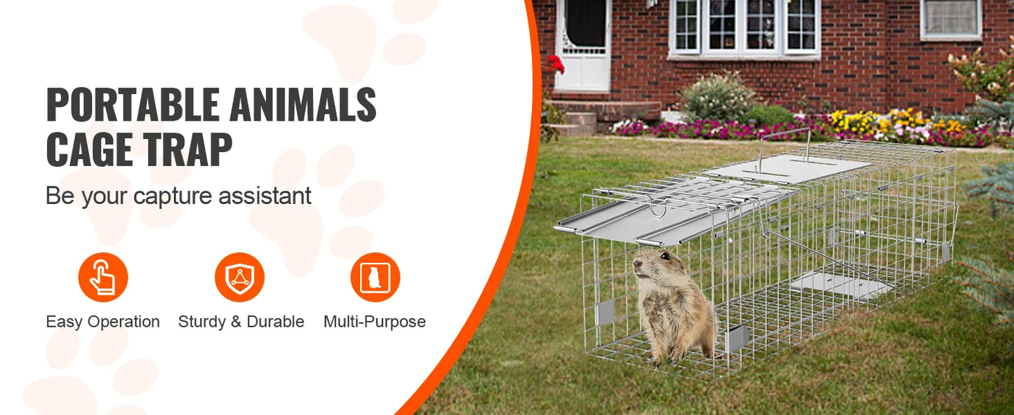 SucceBuy Foldable Live Animal Cage Trap with Handle for Cats
