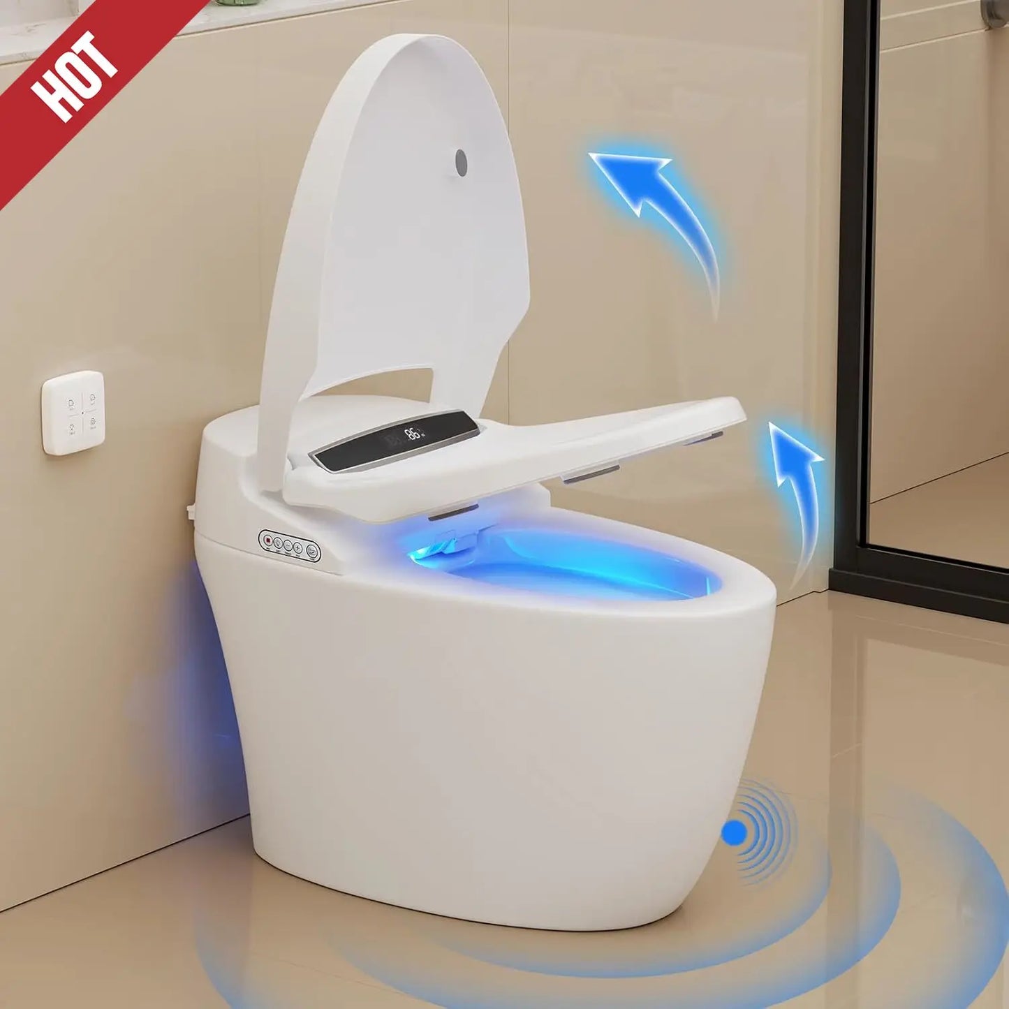XMSJ Smart Toilet With Heated Seat Night Light Auto Flush