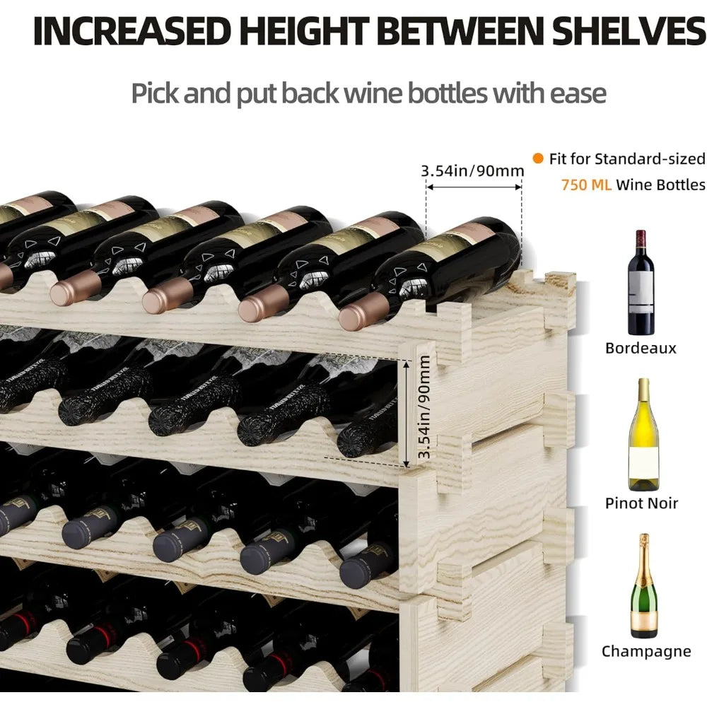 DAFIFY Stackable Wooden Wine Rack Premium Storage Solutions